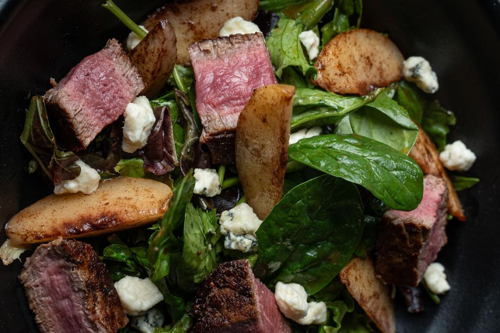 nightclub with steak salad